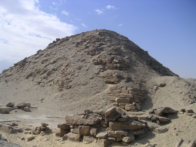 Stone ruins and entrance passage of the Pyramid of Niuserre