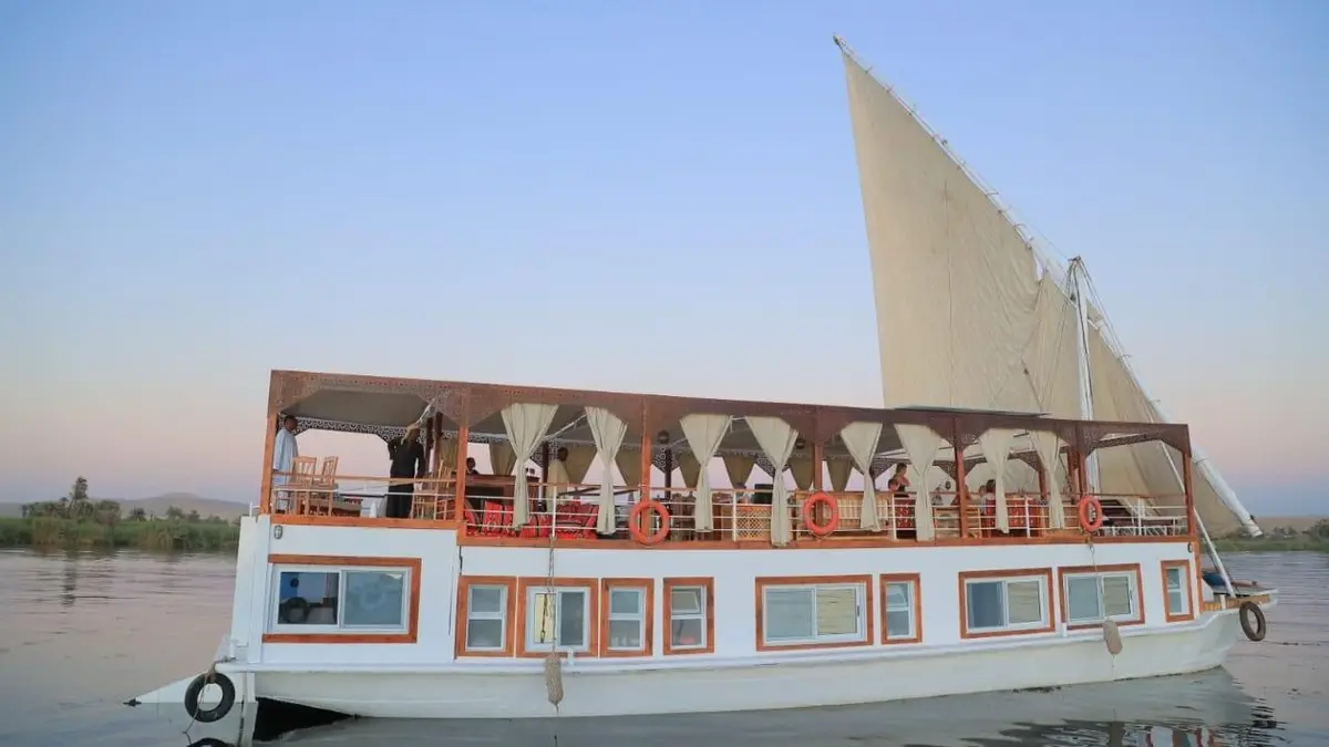 Feddya Dahabiya luxury Nile cruise sailing on the Nile River