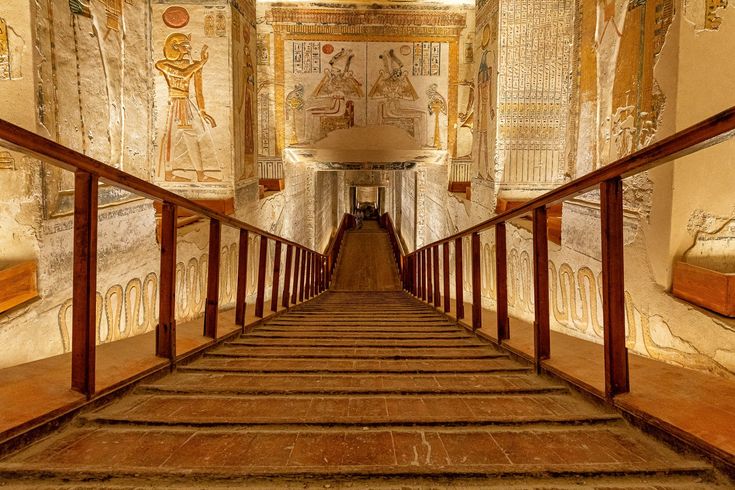 The Sekhmet Karnak story survives in tombs like this one: a painted corridor in the Valley of the Kings